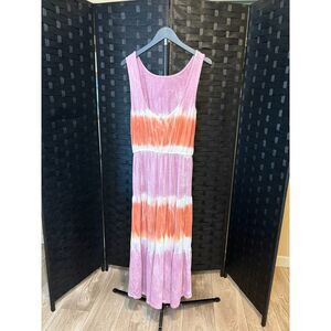Knox Rose Maxi Sundress Pink, White, & Coral Size Medium Boho-Chic